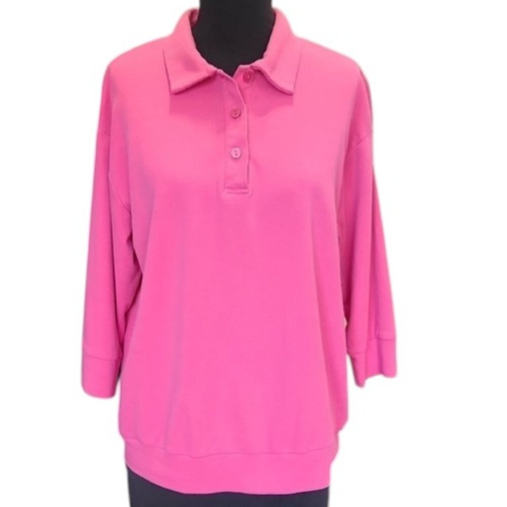 Vintage 90s Vicki Wayne Polo Knit Pullover Top – Size L  - Pink